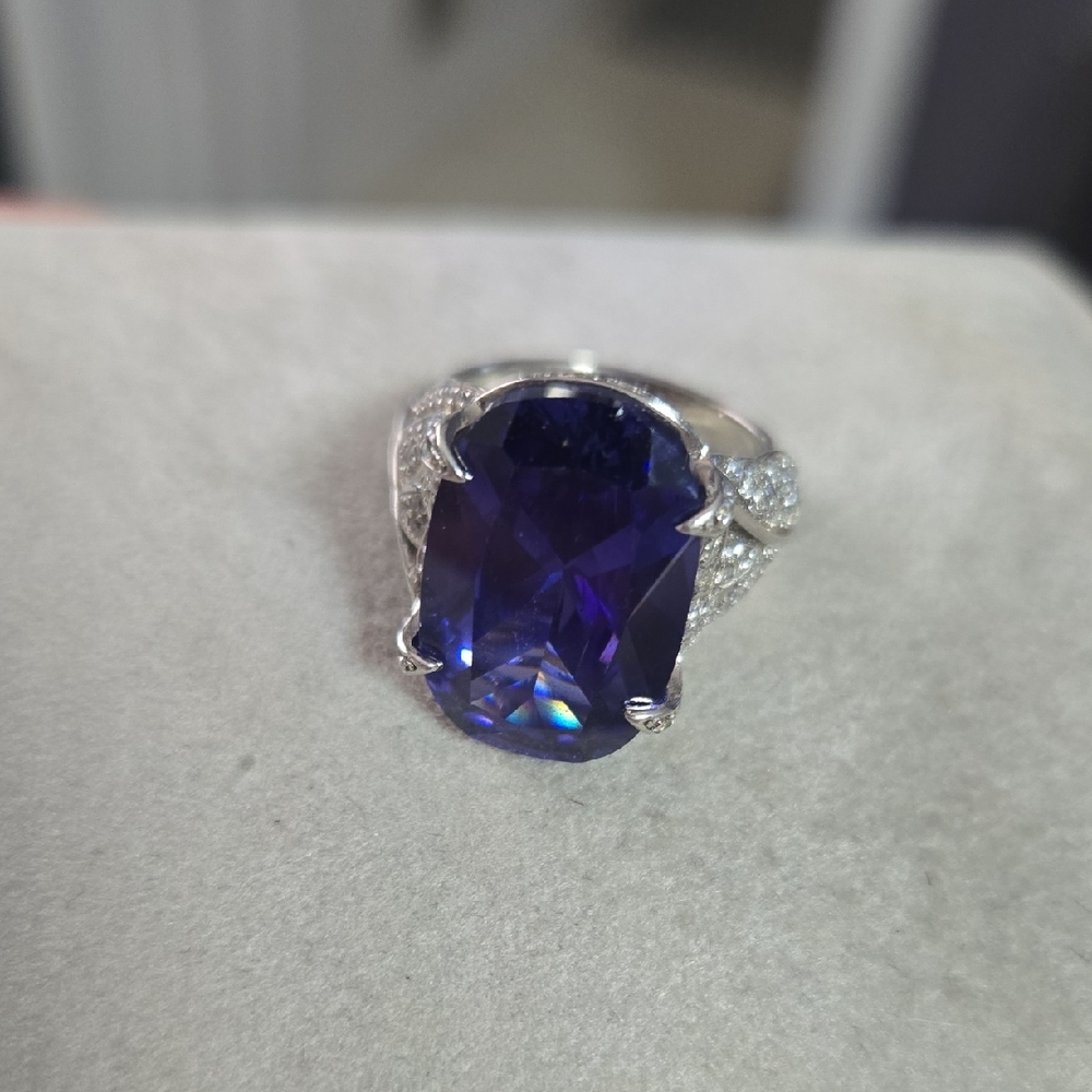 Silver Ring with Deep Purple Gemstone